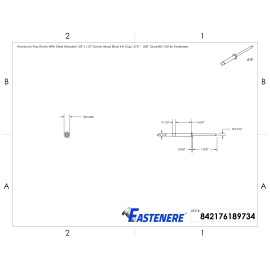 Fastenere Pop Rivets 1/8" x 1/2" Aluminum Body Steel Mandrel Dome Head Blind Qty 2500
