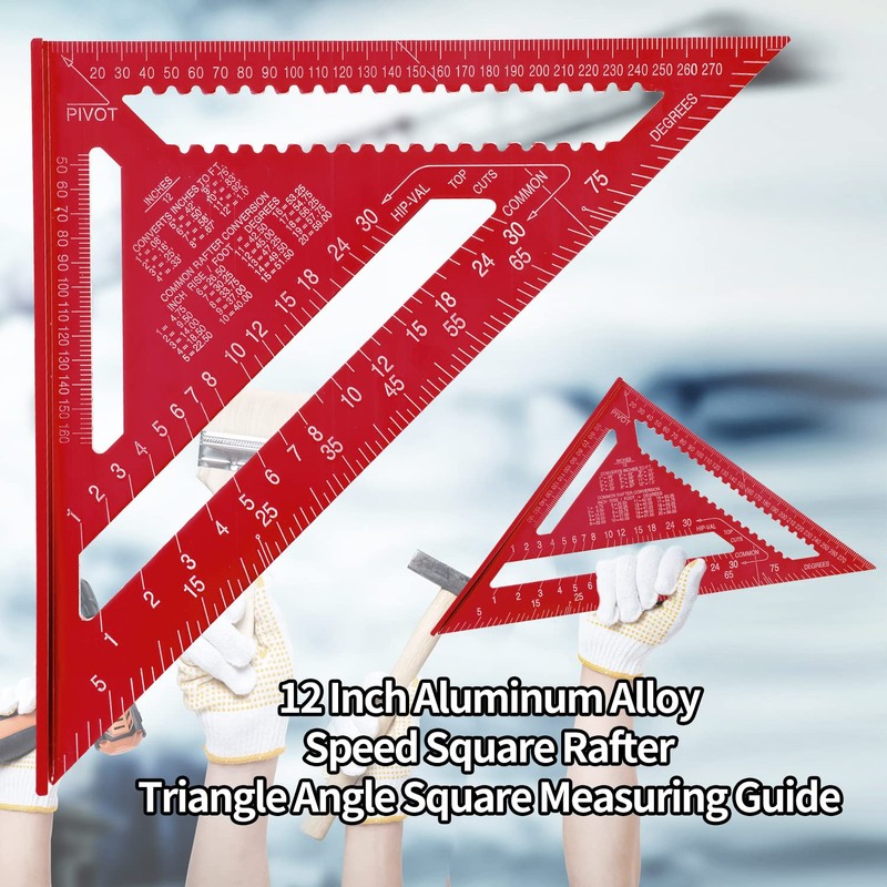 Senbaler 12 Inch/300mm Aluminum Alloy Triangle Ruler, Woodworking Speed Square
