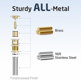 kesink Black Bathroom Sink Drain with Anti - Clog Basket Drain, Pop Up Drain for Bathroom Sink with Hair Catcher, All Metal Vessel Sink Stopper with Overflow Matt Black, S20002A-BK