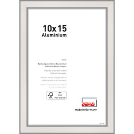 DEHA Design Boston Picture Frame 10 x 15 cm Aluminium Silver Shatterproof Acrylic Glass for Photos and Portraits Portrait and Landscape Format Sturdy Back Panel