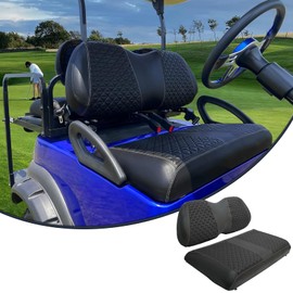 HANGKUNNEE Club Car Precedent Seat Covers, Club Car Golf Cart Seat Covers for 2004+ Precedent OEM Ordinary Seat, Marine Grade Vinyl Leather, Anti-Scratch/Anti-Fading/Easy to Install, Black/2 PCS