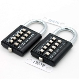 MIONI Guard Security 10 Digit Push Button Combination Padlock, 5 Digit Locking Mechanism, (2 Pack)