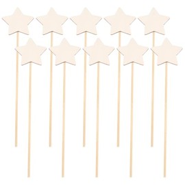 GSHLLO 10 Pcs Wood Star Wand Unfinished Wooden Princess Wands Magical Star Sticks Fairy Craft Wands Make Your Own Magic Wands for Girls Painting