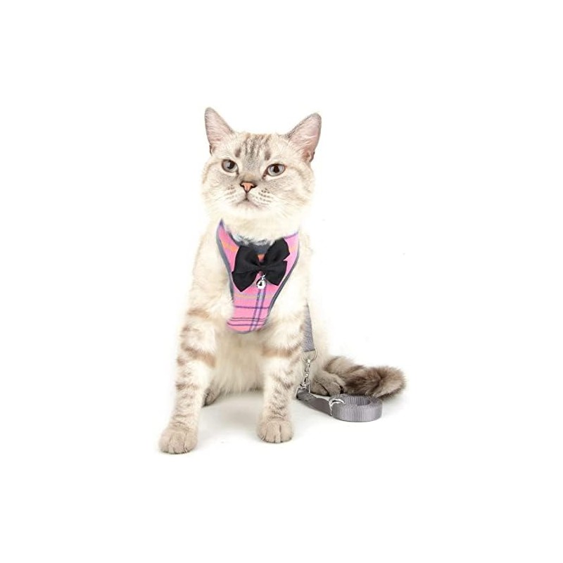 Arnés Ajustable para Gato y Perro, Anti-Escape con Correa (Rosa,M)