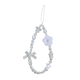 Showkanbay Phone Charms Strap,Pink Cute Phone Charms Aesthetic Love Phone Chain Girl Beaded Phone Strap Pearl Beaded Phone Lanyard Jewelry(flowers)