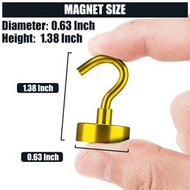 6 Pack Magnetic Hooks, 10 kg+(22 lb+) Strong Magnet Hooks, Fridge Magnet Hooks for Hanging, Neodymium Magnets with Hook, Magnetic Hooks for Cruise, Ceiling, Bathroom, Kitchen, Towel, Garage (Yellow)