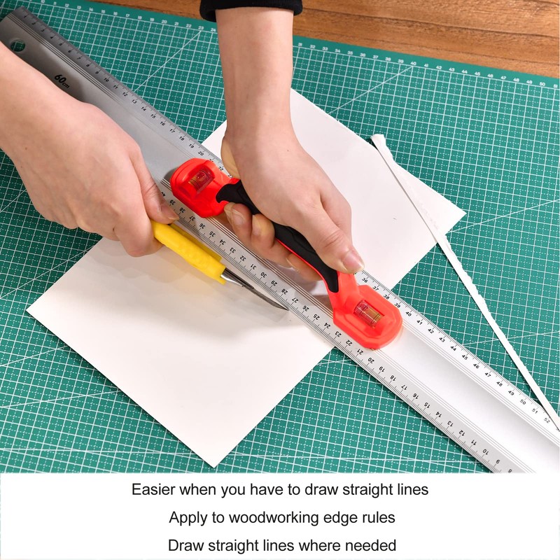 Aluminum Straight Edge Ruler with Handle Bubble Metal Centimeter Inch