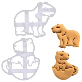 BAKERLOGY Set of 2 Capybara Cookie Cutters - Detailed Biscuit Cutter Design for Baking and Crafts, ideal on fondant, dough, clay