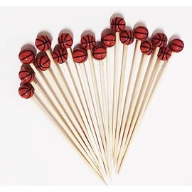AILEXI Cocktail Sticks 100 Counts Wooden Toothpicks Party Supplies frill finger food fruits sandwich nibbles - Basketball