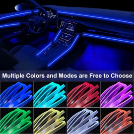 Interior Car LED Strip Lights with Wireless APP & Remote Control, RGB 2 in 1 Car Ambient Lighting Kit with 158 Inches Fiber Optic, Car Neon Dash Lights with Music Mode