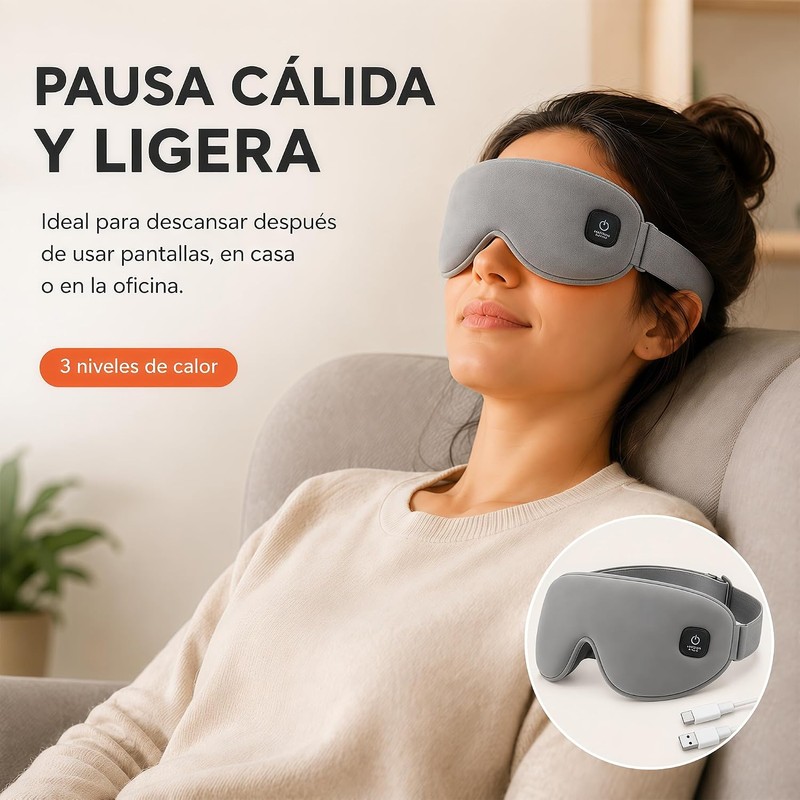 Antifaz Térmico Inalámbrico con 3 Niveles de Calor