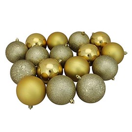 Northlight 16ct Vegas Gold Shatterproof 4-Finish Christmas Ball Ornaments 3" (75mm)