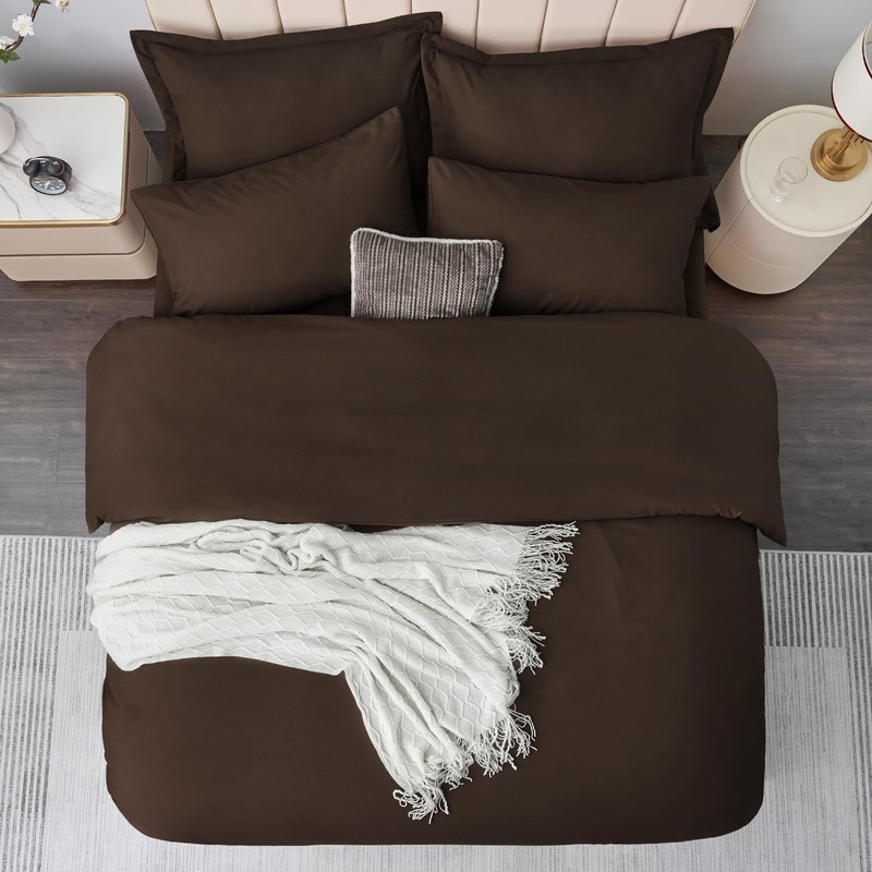 Aisbo Double Duvet Covers Set Brown - 3Pcs Bedding Set