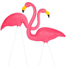 Galashield Pink Flamingo Yard Decorations Pack of 2 Flamingo Decor Ornaments for Outdoor Lawn and Garden