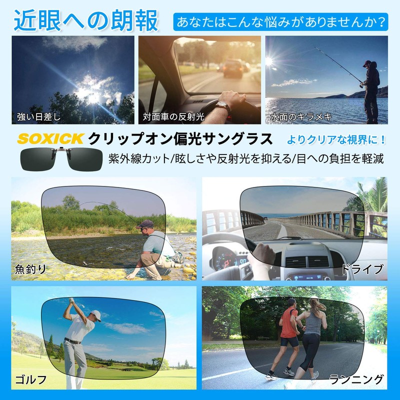 SOXICK Clip-on Sunglasses, Polarized Sunglasses, Clip On Top of Glasses,