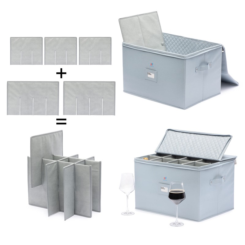 MOJECTO Extra Large Tall Hard Stemware Storage Box (20x15.5x13.2 In).