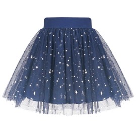 Sunny Fashion Girls Skirt Navy Blue Moon Star High Waist Sparkling Tutu Dance Tulle 4-5 Years