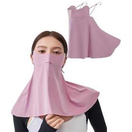 NEIPIG Face Cover, UV Protection, Cooling Mask, UPF50+, Washable, Ear String Adjustable, Bicycle, Fishing, Commuting, Farming, Unisex, Cooling Face Cover, UV Protection Mask, Pink