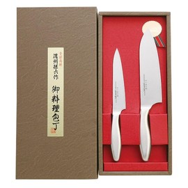 Fullmetal Hocho Knives, Japanese Chef Knife Set, Santoku and Petty, Blade Length 6.7" (170mm) Santoku / 5.3" (135mm) Petty, Made in Japan, 84K-2
