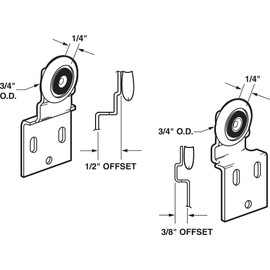 Prime-Line N 7533 Sliding Closet Door Roller Kit, 3/4 In. Wheel Diameter, Convex (Round) Edge Plastic, Stamped Steel Construction, Includes 3/8 and 1/2 In. Offset Pairs (2 Pack)