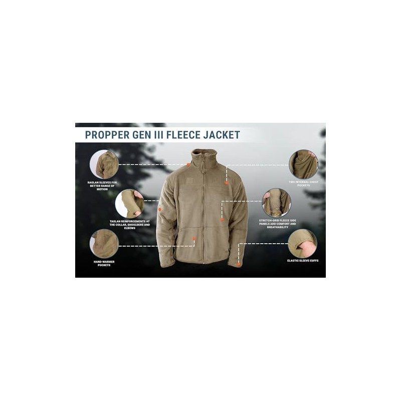 Propper Standard Gen III Jacket 100% Poly Fleece, Tan, Large