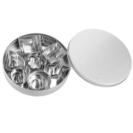 Stainless Steel Cookie Cutters, Heart Flower Star Round Square Rectangle Triangle Oval Shapes, with Iron Box, for Pastry Fondant DIY Baking, Set of 24