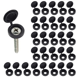 Litoexpe 200 Black 5mm Plastic Hinged Screw Caps, Flip Tops for Screw Protection