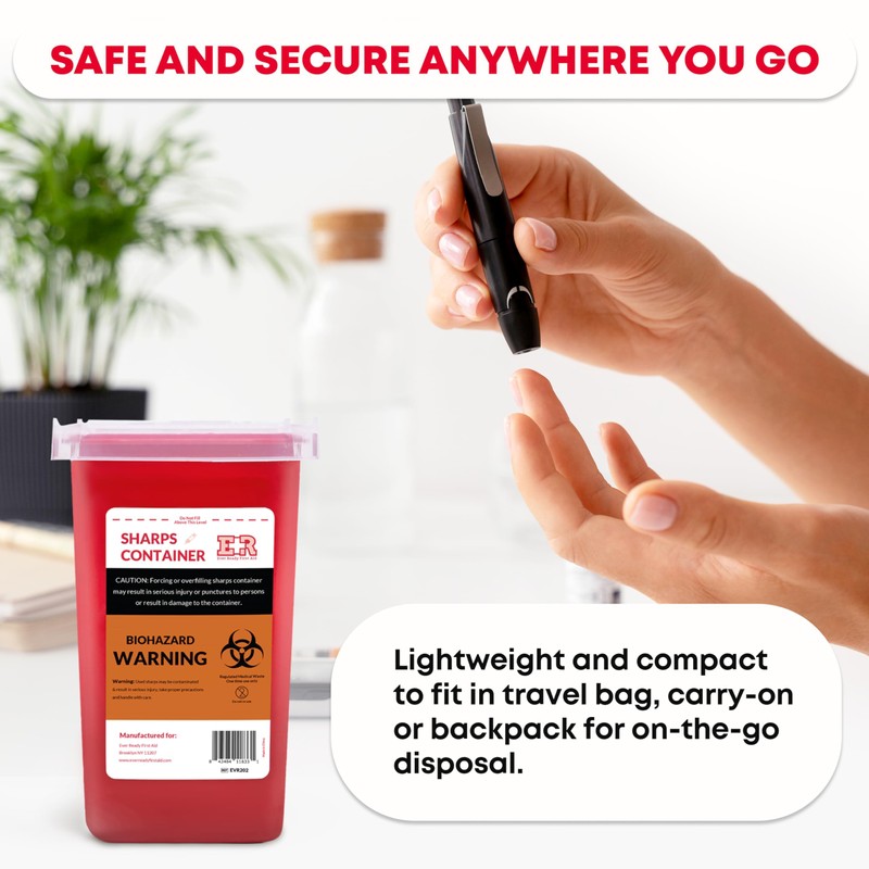 Ever Ready First Aid Sharps Container with Split Lid Design