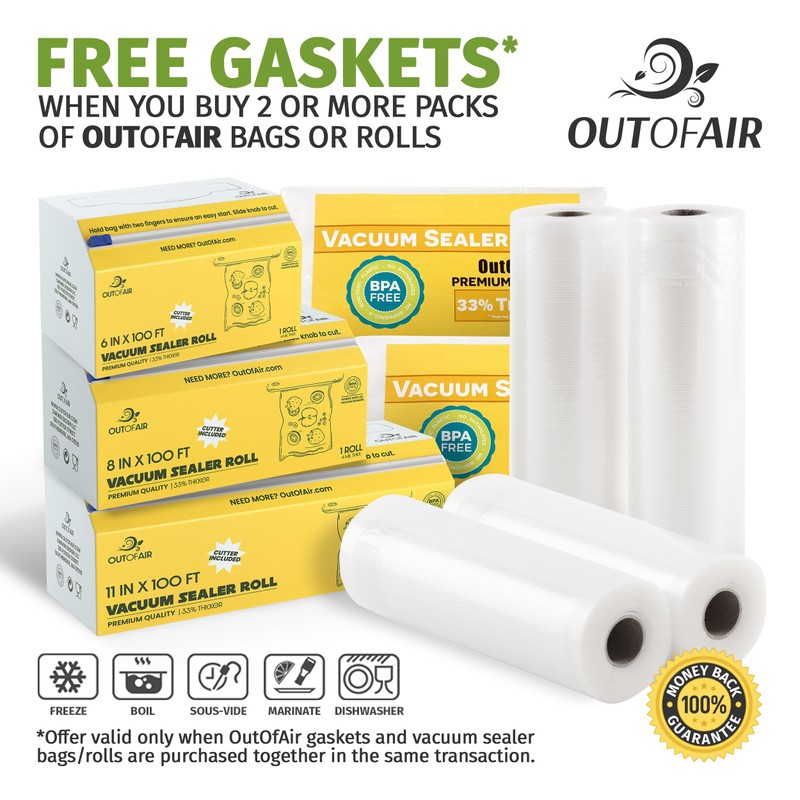 OutOfAir 11" x 100' Vacuum Sealer Bags Rolls & Dispenser