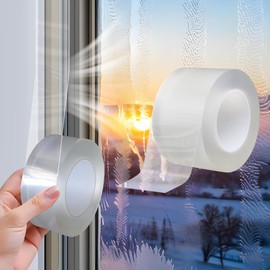 Seal and Save Tape Window Insulation Film Draught Proofing Kit Transparent Window Sealer for Winter Waterproof Tape for Leaks Weather Stripping for Doors Windows Draft Excluder Tape (7CM x 10CM)