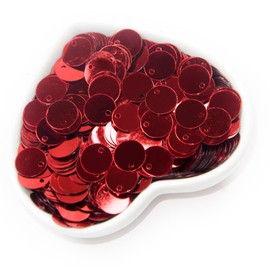 2000 Pcs Flat Round Sequins for Crafts, 10 mm Large Sequins Loose Paillettes, Red Craft Sequins Plastic Sequin for DIY, Sewing, Applique, Knitting, Jewelry Making, Embroidery