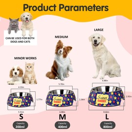 SLZZ Pet Cats Dog Bowls - Non Slip Skid Proof Cartoon Pattern Heavy Duty Pet Cats Dog Food Water Bowls for Feeding Small Dogs Puppies Cats Kittens - Cartoon Stars-S