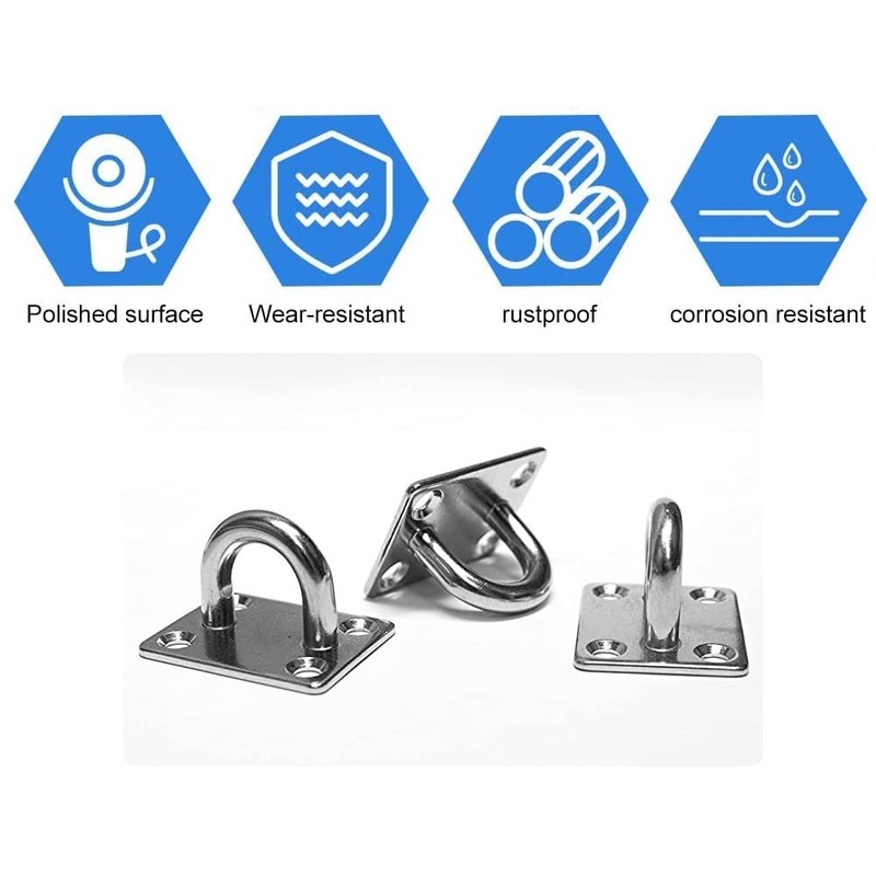KOMUNJ 4 Pieces Eye Plate Stainless Steel Deck Plate Eye