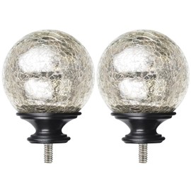 KAMANINA Black Crackle Glass Replacement Finials for 1 Inch Curtain Rods,M6 Standard Screw Curtain Rod Finials, 2 Pack