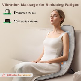 Vibration Back Massager with Heat, Massage Chair Pad with 10 Vibration Motors & 2 Heating Levels, Chair Massager for Recliner, Office Chair, Sofa, Heating Pad, Gifts for Mom Dad Woman Man