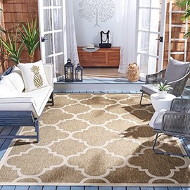 SAFAVIEH Courtyard Collection Area Rug - 5'3" Square, Brown, Moroccan Trellis Design, Non-Shedding & Easy Care, Indoor/Outdoor & Washable-Ideal for Patio, Backyard, Mudroom (CY6243-242)