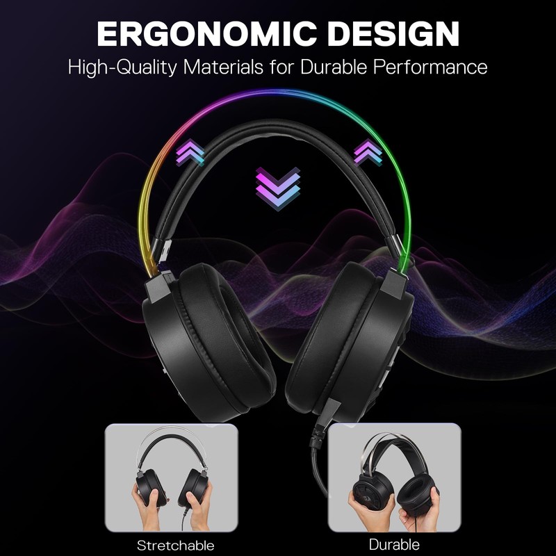 Redragon H314 RGB Gaming Headset - Wired Computer Headset with