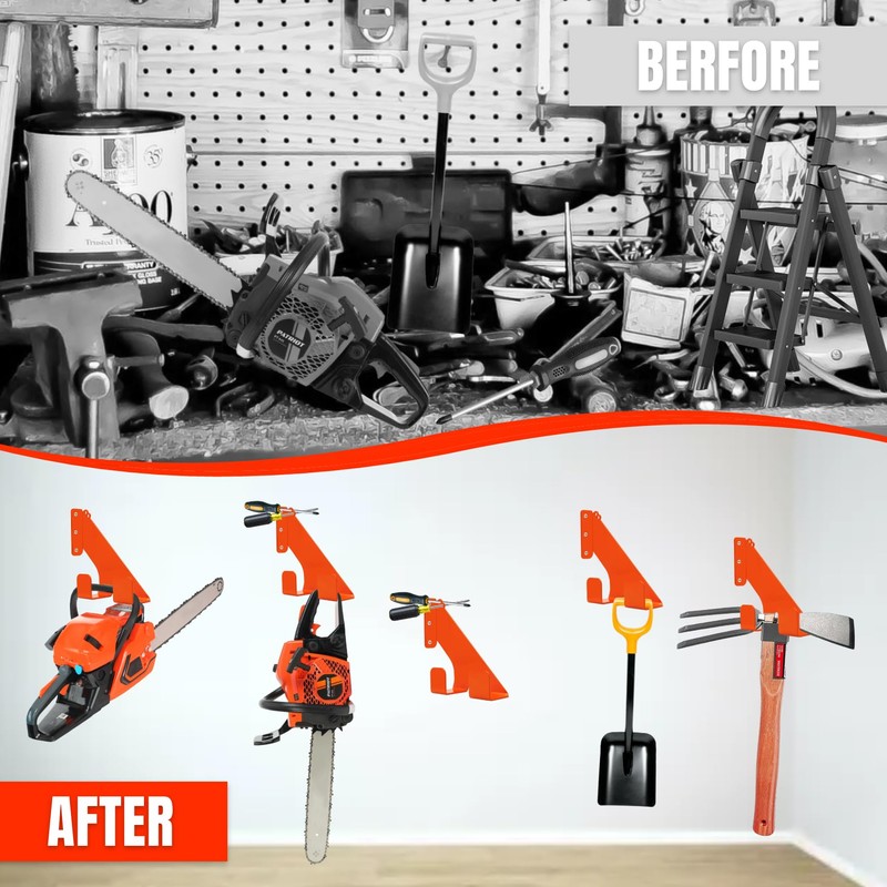 Jeogejin Chainsaw Hanger, 2 Pack Chainsaw Wall Mount, Heavy Duty
