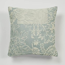 Touch of Class Reversible Vintage Floral Paisley Medallion Maisonette Ivory Spa Blue Tailored Pillow Tailored 18 Inch Square