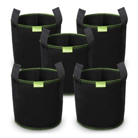 SIMBOOM Plant Grow Bags 10 Gallon, 5-Pack Non-Woven Plant Container Breathable Root Pouch with Handles for Growing Trees Flowers Fruits Vegetables, Black