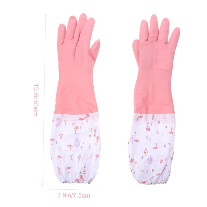 Healvian 2 Pair Dishwashing Gloves with Plush Lining Skid Rubber