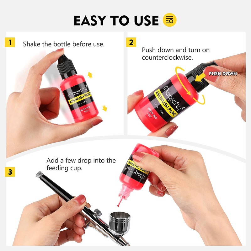 Magicfly Acrylic Paint Airbrush Paints, 16 x 30 ml Airbrush