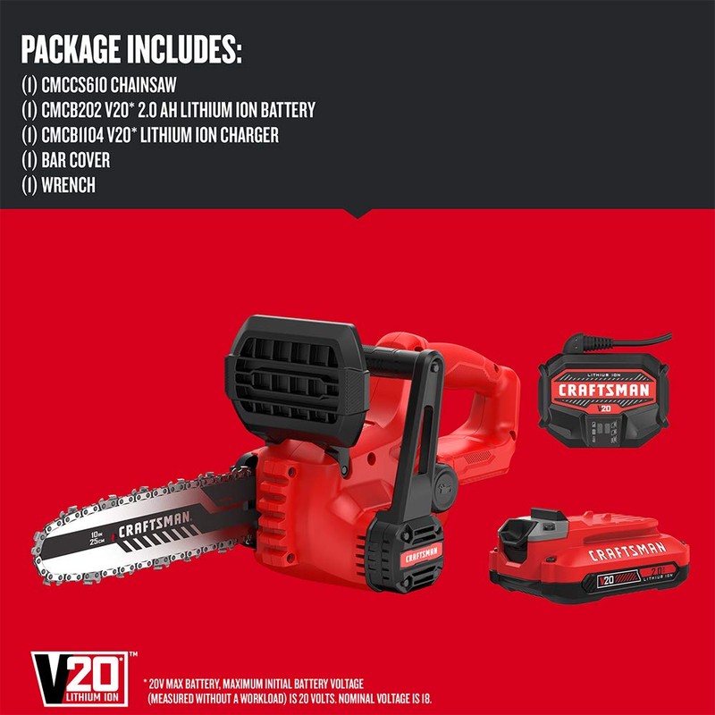 CRAFTSMAN V20 Mini Chainsaw, 10 inch, Battery and Charger Included