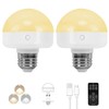 BLUEYE Rechargeable Battery Operated Light Bulb,2Packs,300LM,40W Equivalent,E26 Detachable Charging(E12 available),4