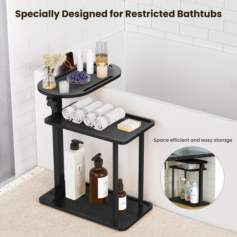 Sunnacate Bathtub Tray Table, Freestanding Bath Side Table Tub Tray