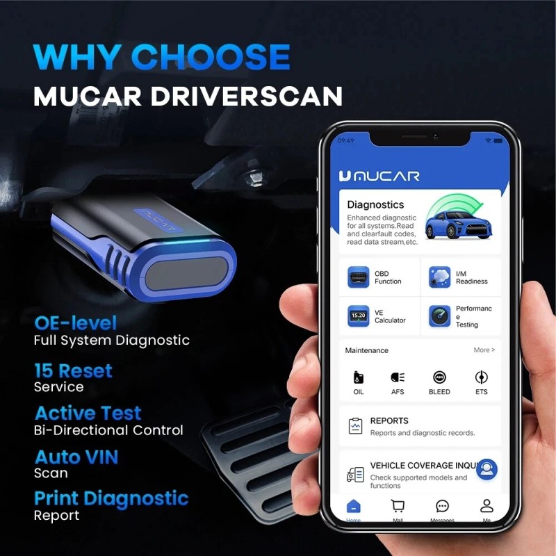 MUCAR DriverScan Car OBD2 Scanner All System Scan Diagnostic Tool