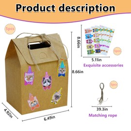 Navy Sugar Purr-fect craftwork Bags+ Kitty Stickers & Jute Twine - Gift, Picnic, or Pack in Style!