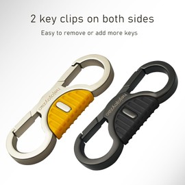 Llavero de liberación rápida con resorte para llaves de coche con 4 llaveros y anillo en D antipérdida, clip para llaves para hombres y mujeres (2 piezas negro y rojo)