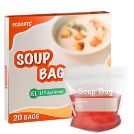 Soup Bags Freezer Liquids Bags Thick and Durable Curry to store soups,sauces and Smoothie in freezer. (Medium)