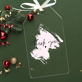 Uniqicon 25Pcs Clear Name Tags, Sublimation Acrylic Sheet Blanks, DIY Acrylic Blanks Ornament, Acrylic Place Cards Table Number Cards With Hole, Unique Clear Acrylic Tags For DIY Projects And Crafts